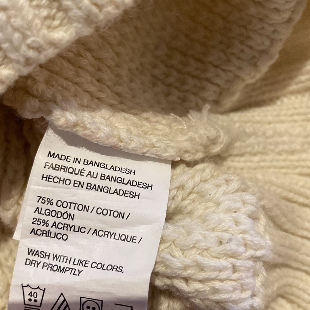 Izod Waffle Weave Fair Isle Nordic 1/4 Zip Sweater Pullover Cream Red Navy LARGE - Picture 10 of 11